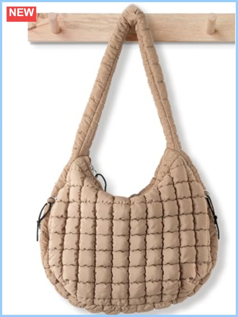 Large Quilted Puffer Tote Bag Nylon Crossbody Hobo Women